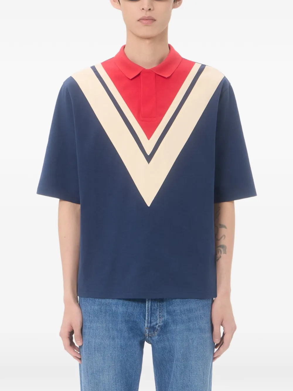 Valentino Garavani Katoenen poloshirt met ingelegde V Blauw