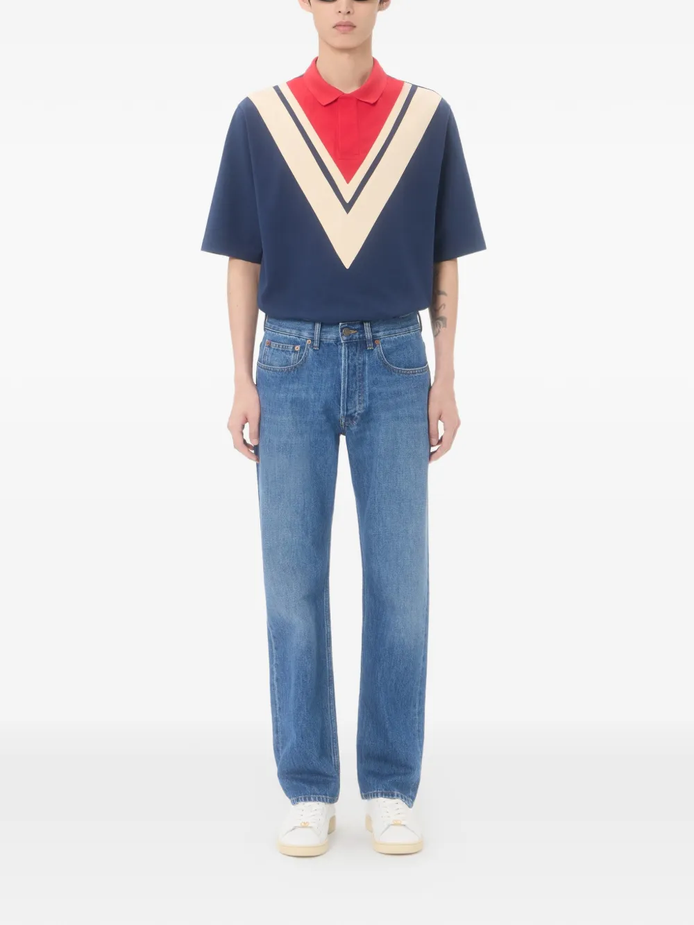 Valentino Garavani Katoenen poloshirt met ingelegde V Blauw