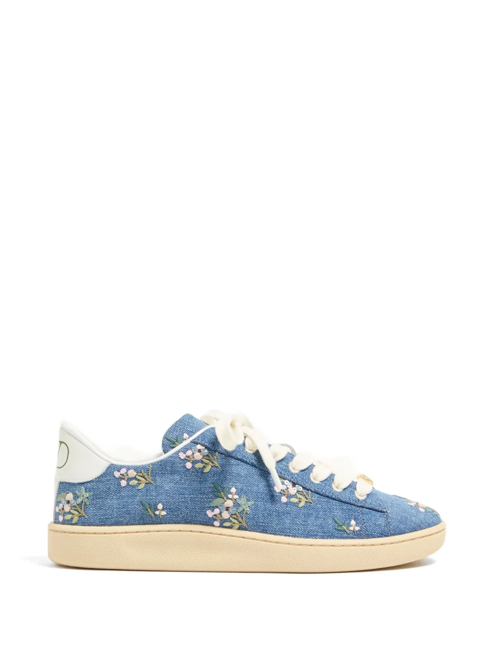 Valentino Garavani Royco denim trainer with floral embroidery - Blu