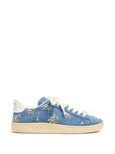 Valentino Garavani Royco denim trainer with floral embroidery