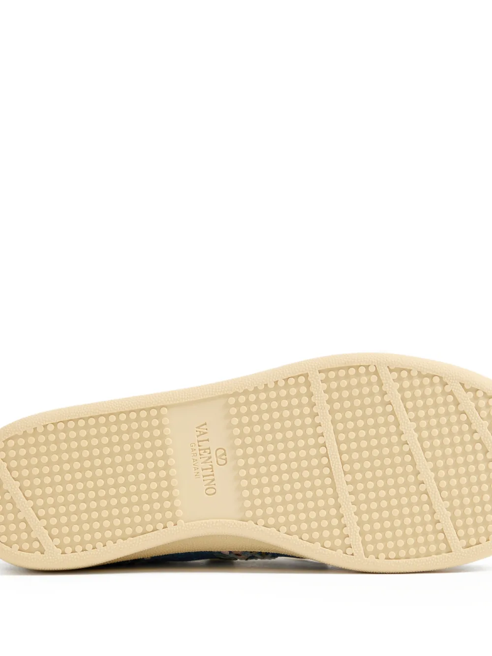 Valentino Garavani Royco denim trainer with floral embroidery Blauw