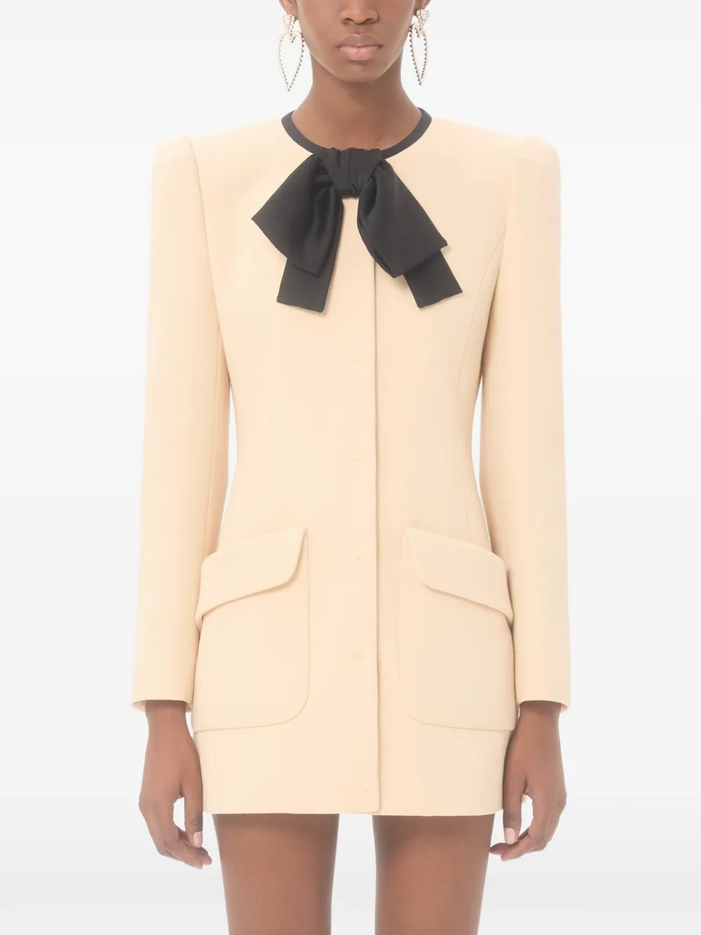Valentino Garavani Wollen crêpe caban jas Beige