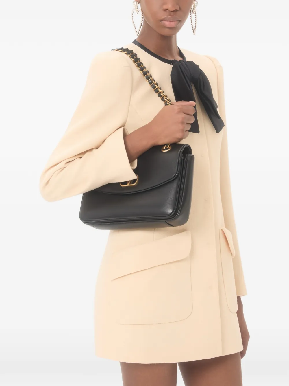 Valentino Garavani Wollen crêpe caban jas Beige