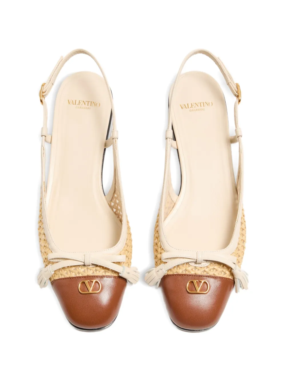 Valentino Garavani 25 mm Valet Du Roi slingback ballerina's Beige