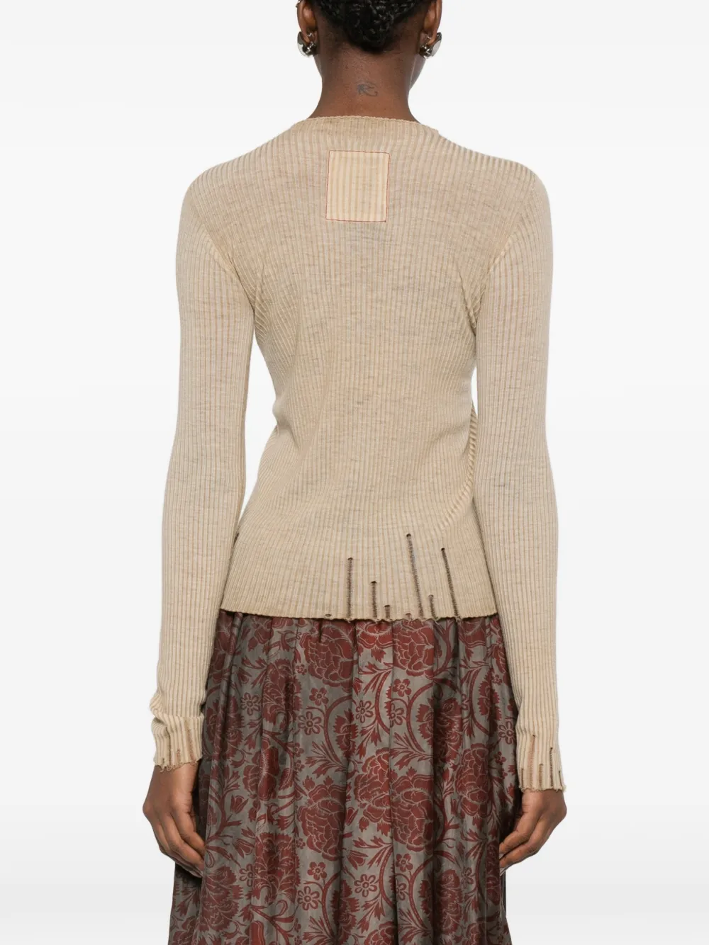 Ribbed Frayed Blouse
