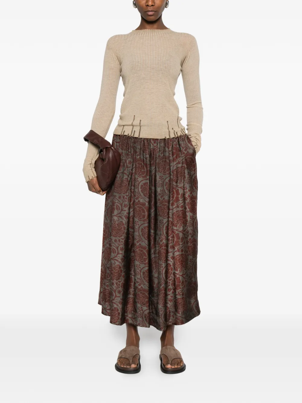 Ribbed Frayed Blouse