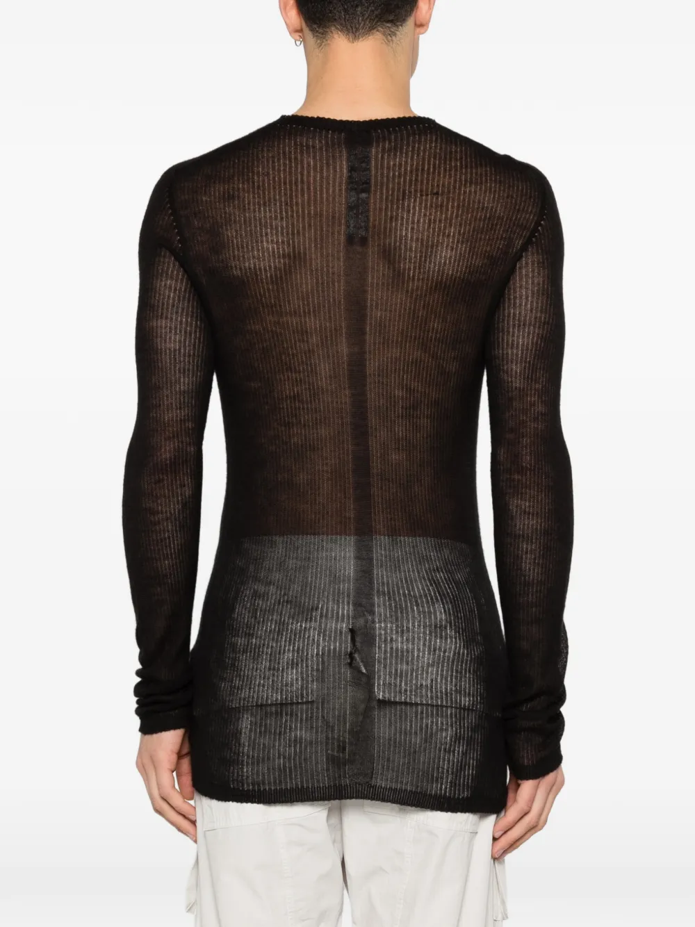 Rick Owens Geribbelde sweater met ronde hals Zwart