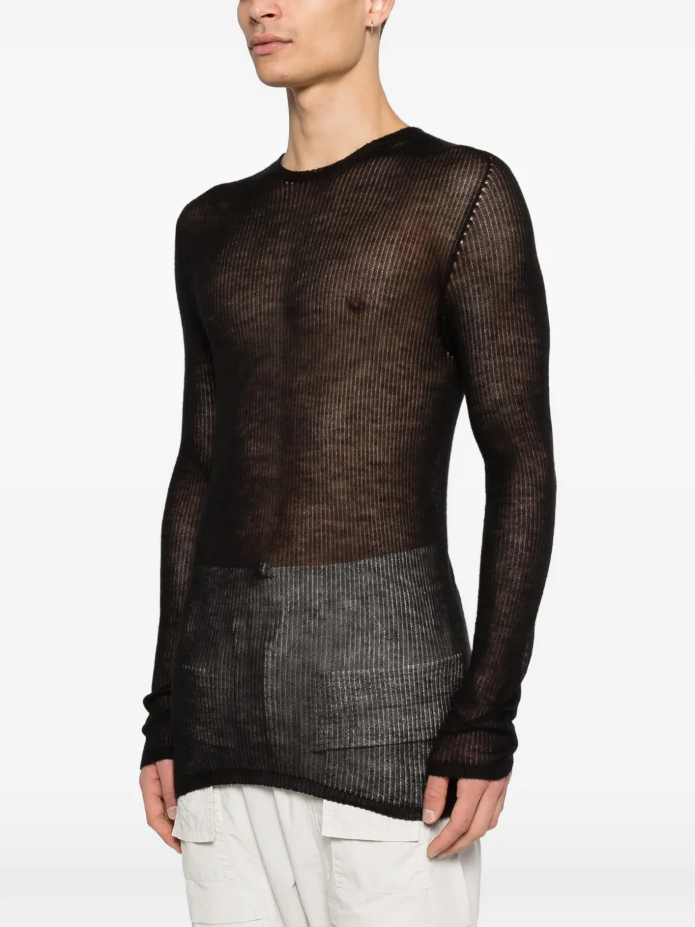 Rick Owens Geribbelde sweater met ronde hals Zwart