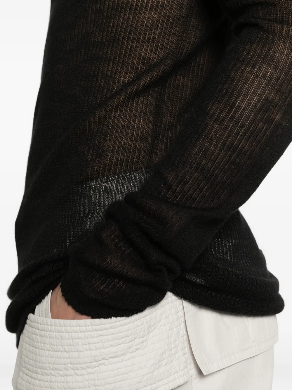 Rick Owens Geribbelde sweater met ronde hals Zwart