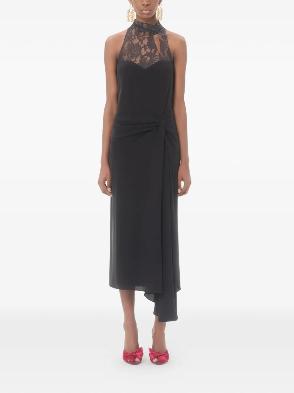Valentino Garavani Georgette midi-jurk Zwart