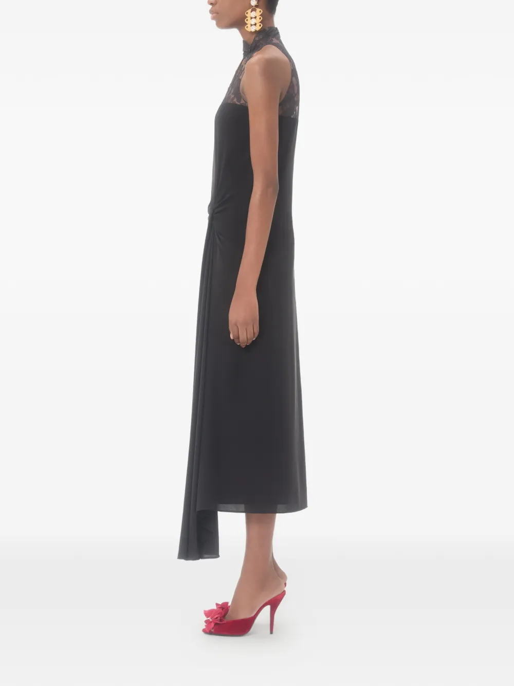 Valentino Garavani Georgette midi-jurk Zwart