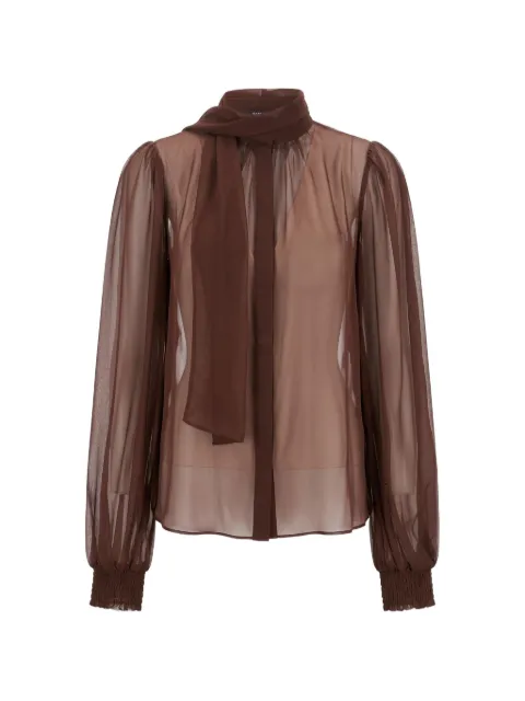Retrofete sheer neck-tie blouse