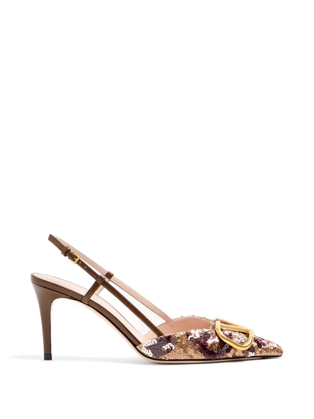 Valentino Garavani VLogo Signature slingback pumps met animalier-borduurwerk Bruin