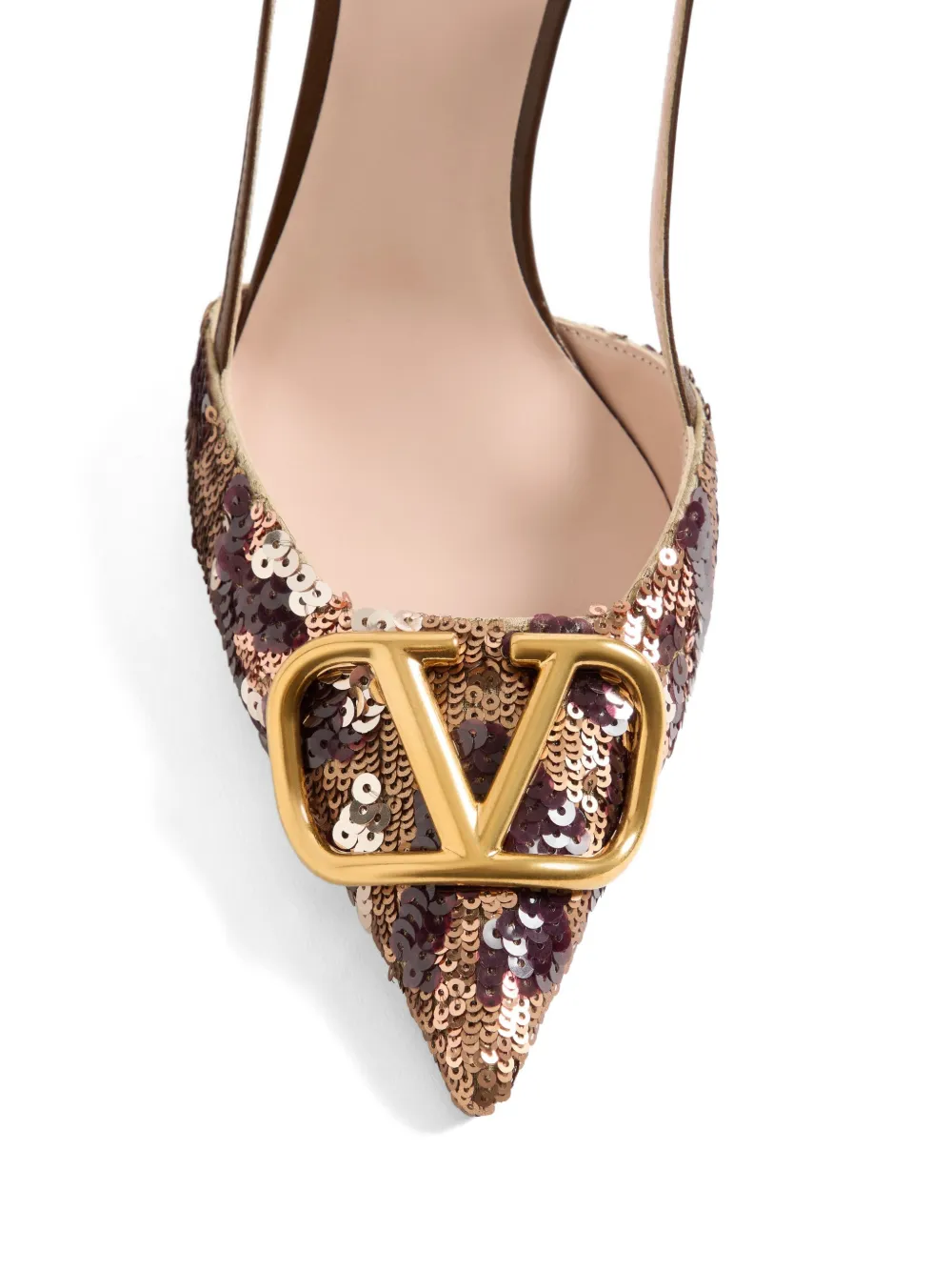 Valentino Garavani VLogo Signature slingback pumps met animalier-borduurwerk Bruin