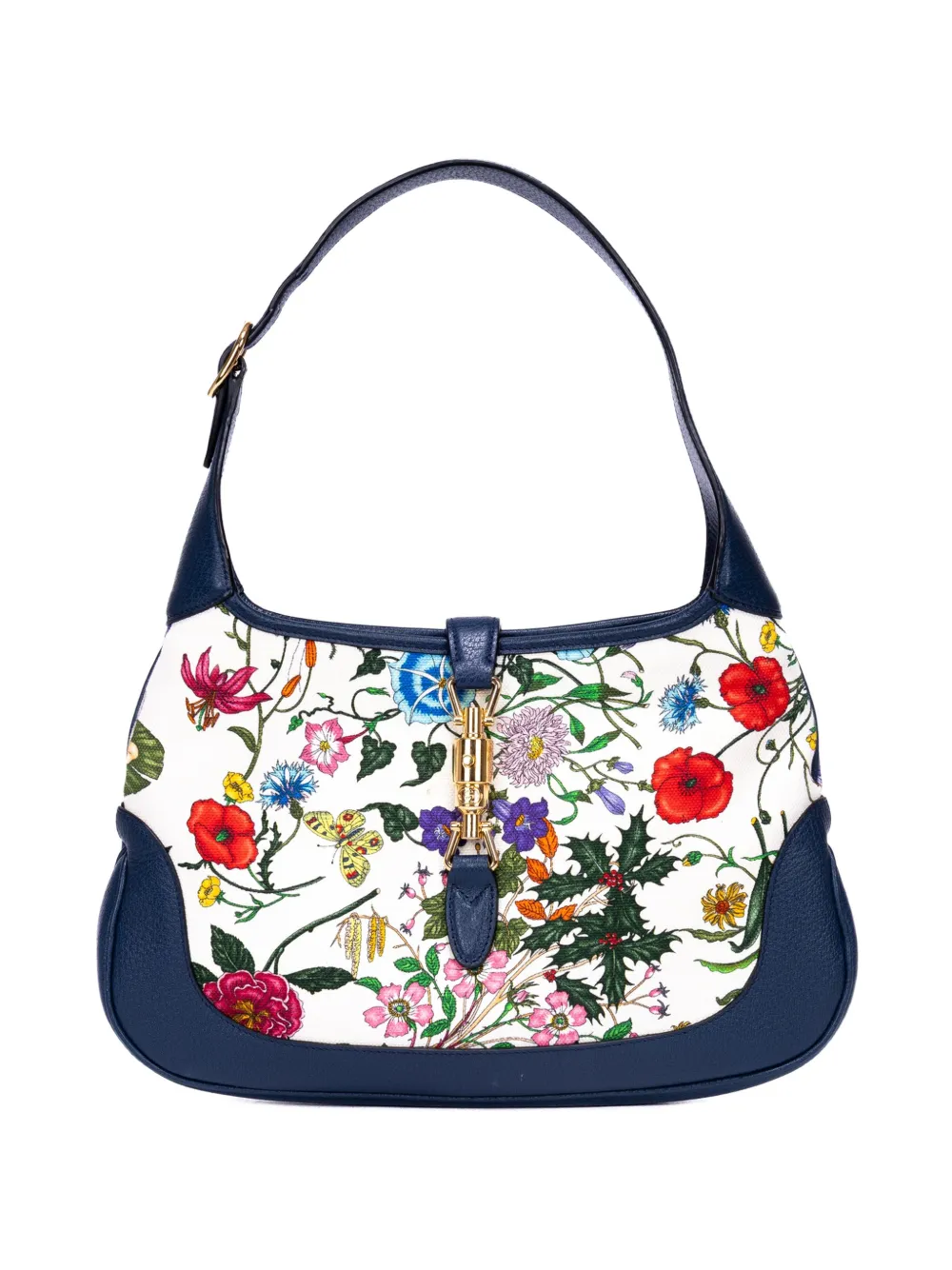 Gucci Pre-Owned Jackie floral buckle handbag - Blu