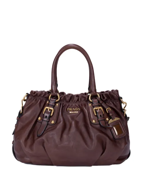 Prada Pre-Owned Borsa a mano Gaufre in pelle con arricciatura