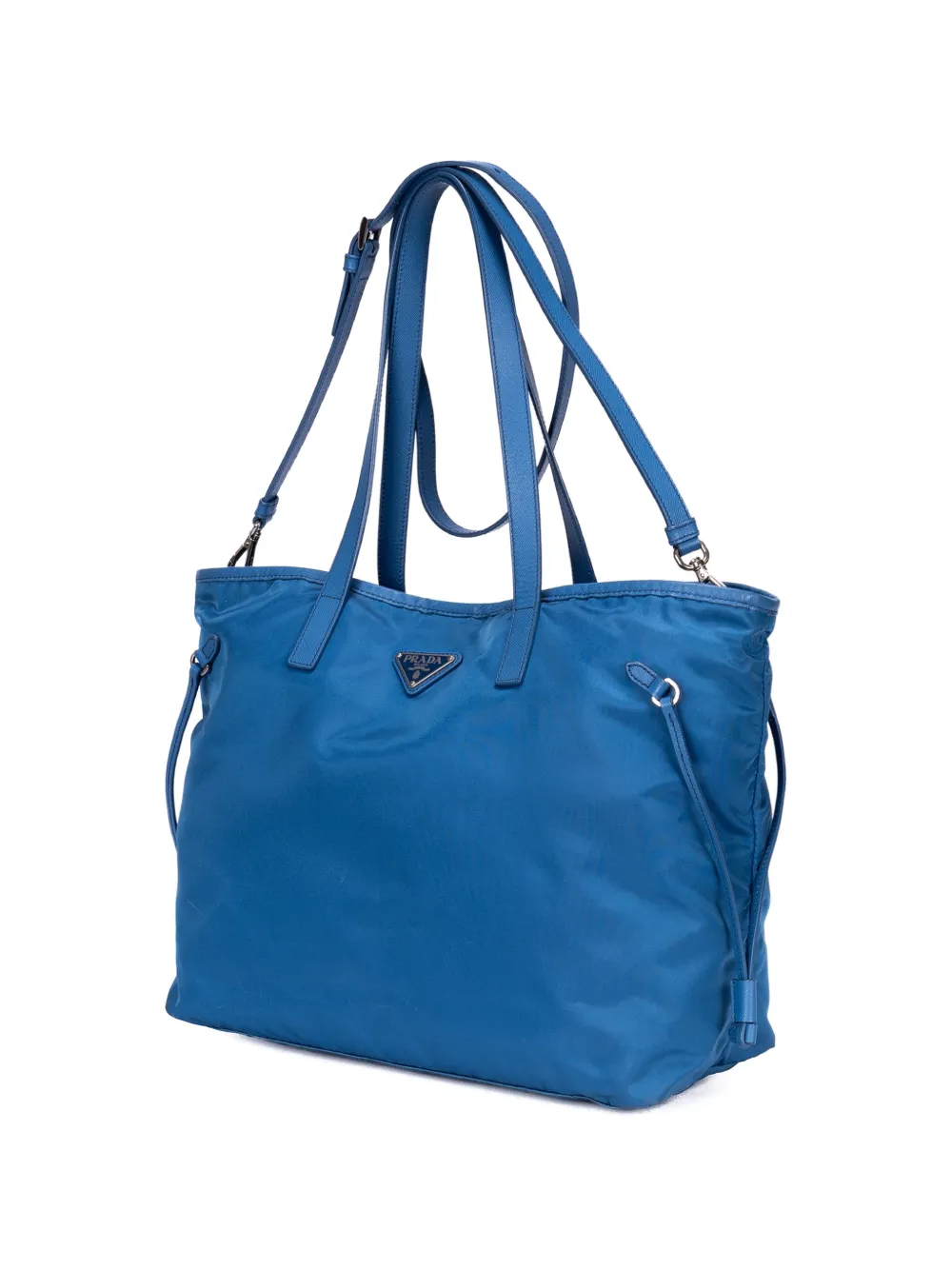 Prada Pre-owned Drawstring Leather Tote Bag in Blue, view 3