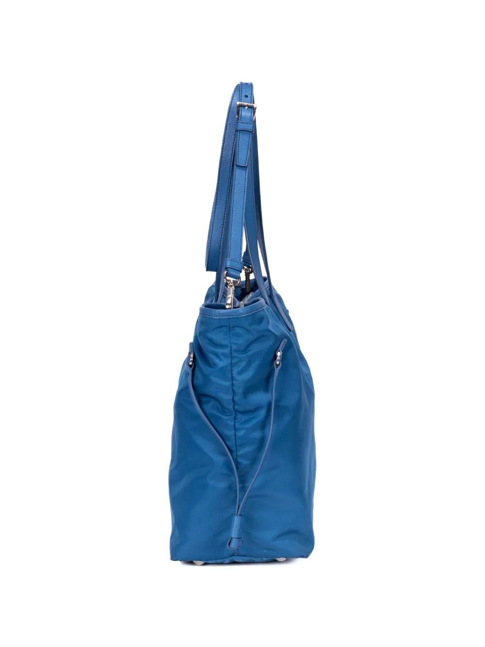 Prada Pre-owned Drawstring Leather Tote Bag in Blue, view 5