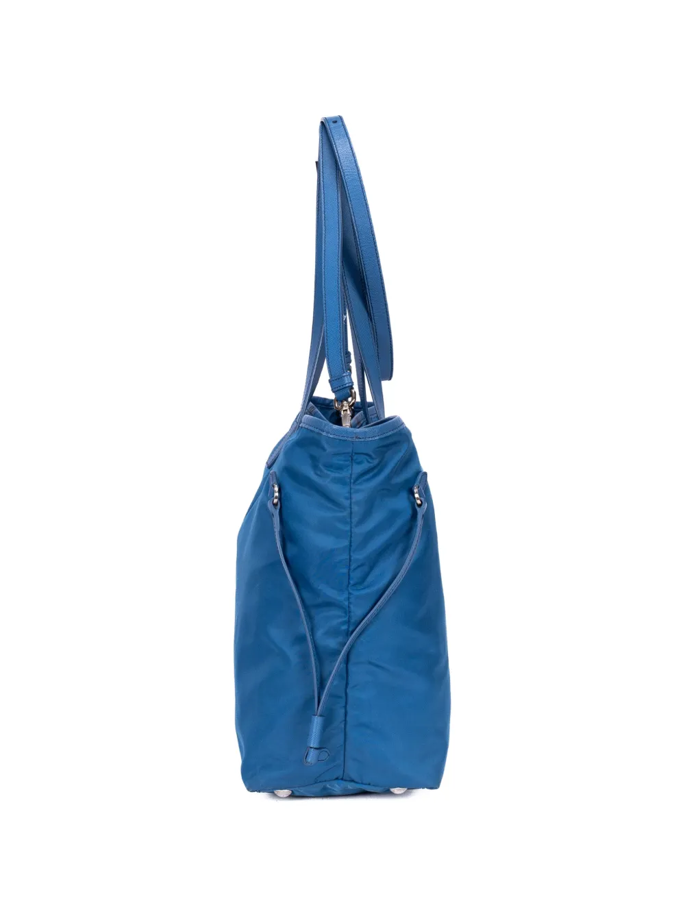 Prada Pre-owned Drawstring Leather Tote Bag in Blue, view 4