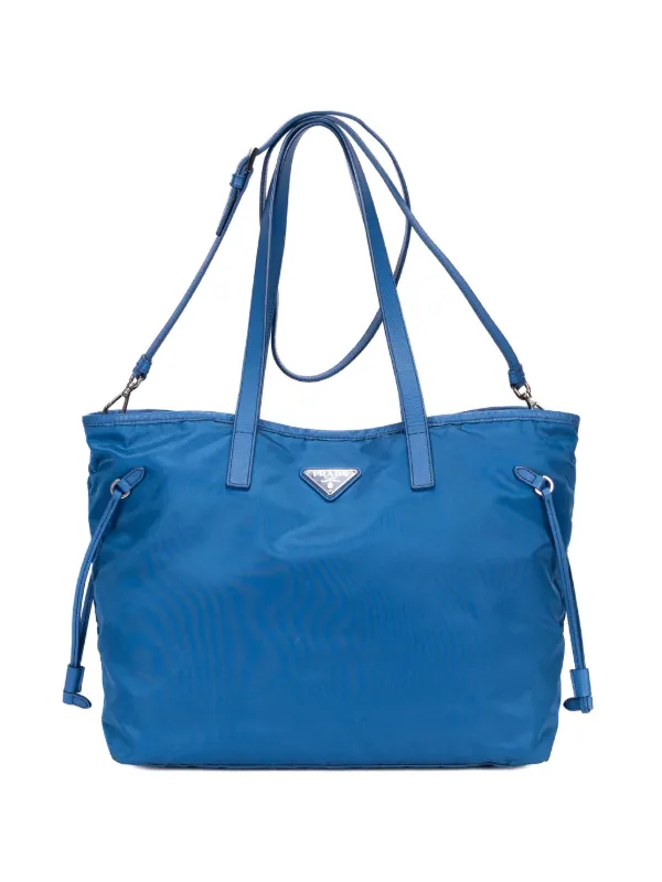 Prada Pre-owned Drawstring Leather Tote Bag in Blue