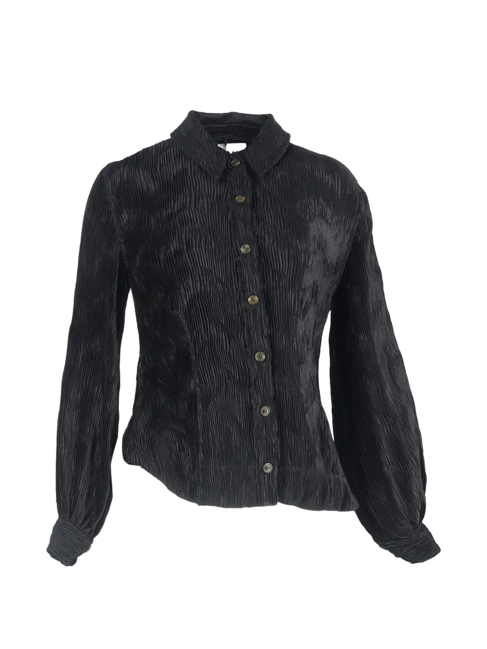 GANNI pleated button-down blouse - Nero
