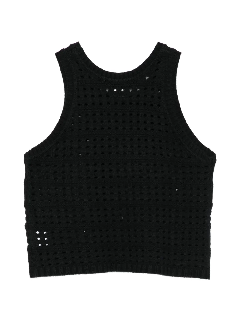 Stella McCartney Kids Opengewerkte top met geborduurd logo Zwart