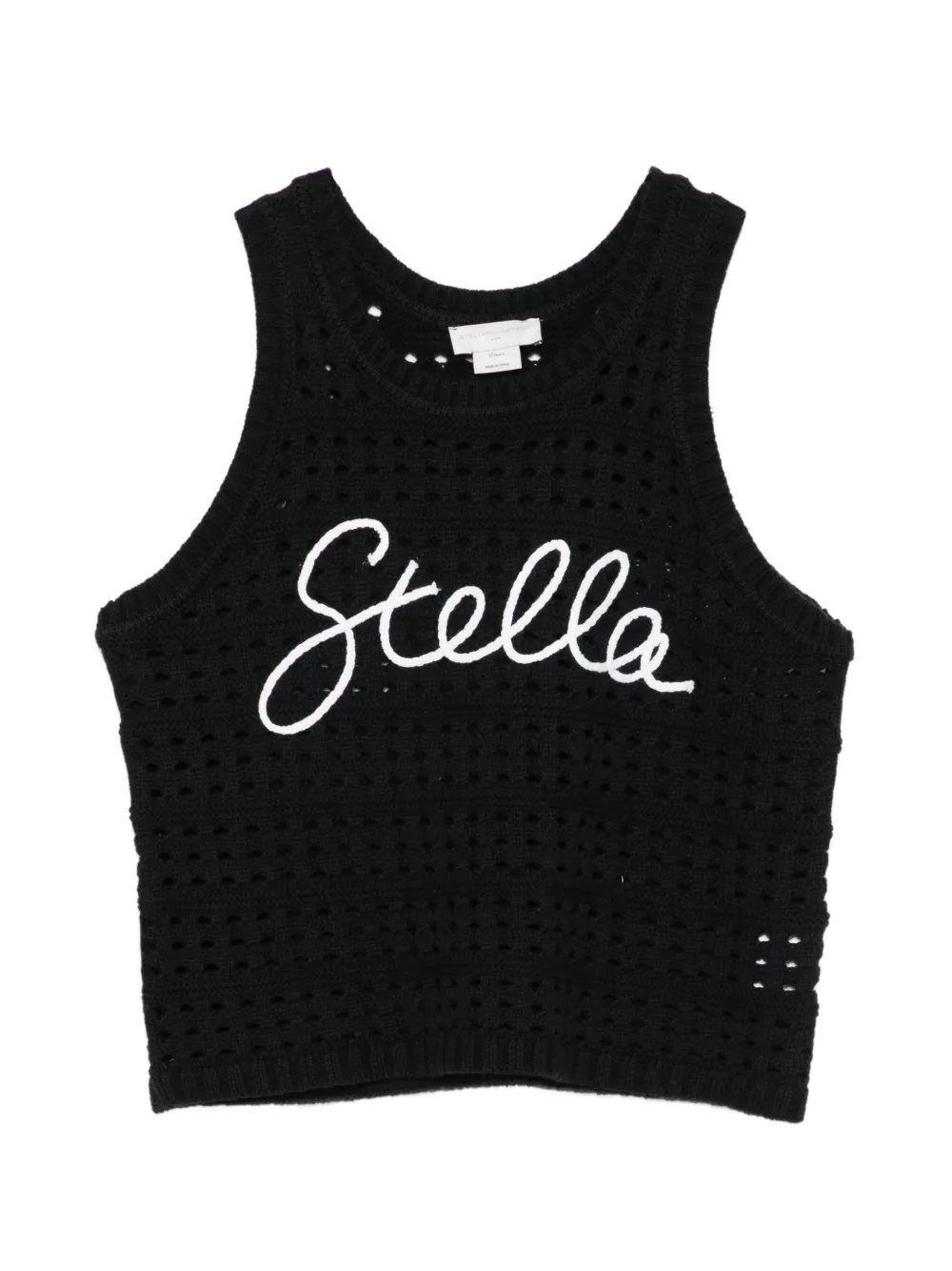 Stella McCartney Kids embroidered crochet cotton tank top - Schwarz