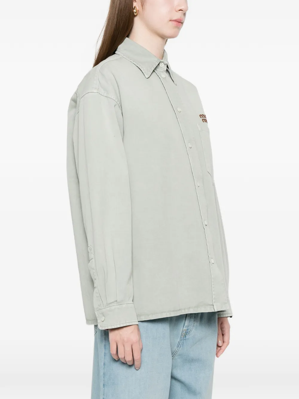  Miu Miu Chest-pocket Overshirt - Green 
