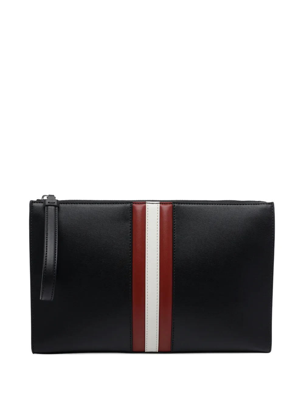 Bally large Mythos striped zip leather clutch bag - Nero