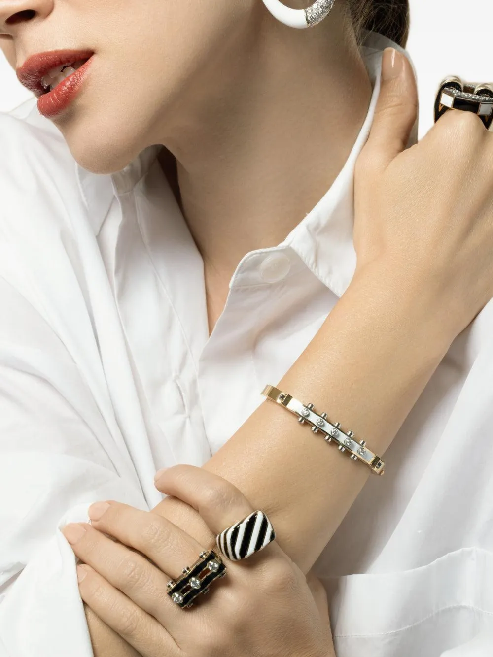  David Webb Striped Ring - Gold 