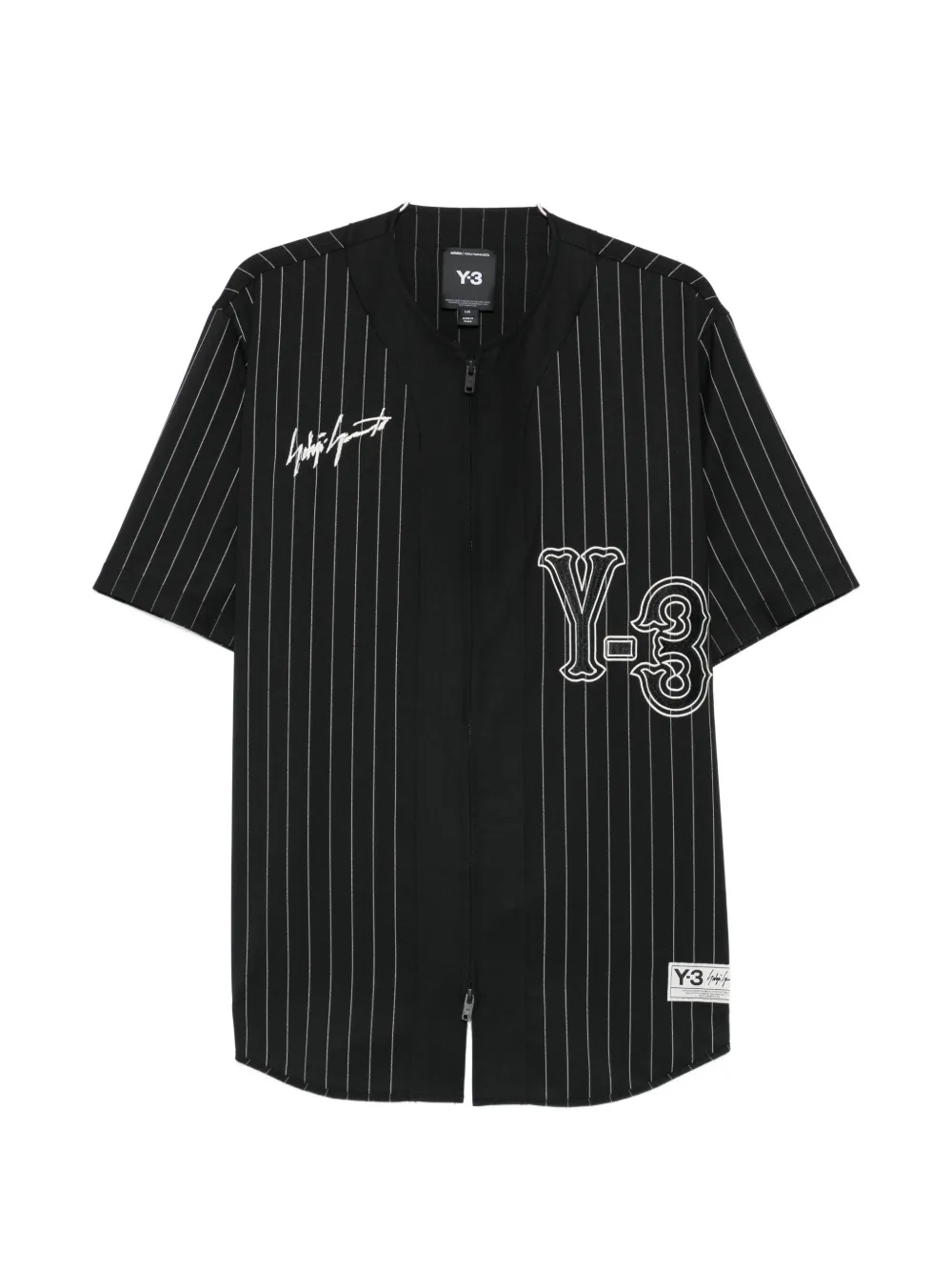 Y-3 pinstripe zip-up shirt - Nero