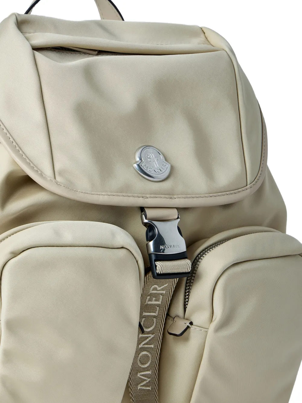  Moncler Trick Buckle Logo Backpack - Neutrals 