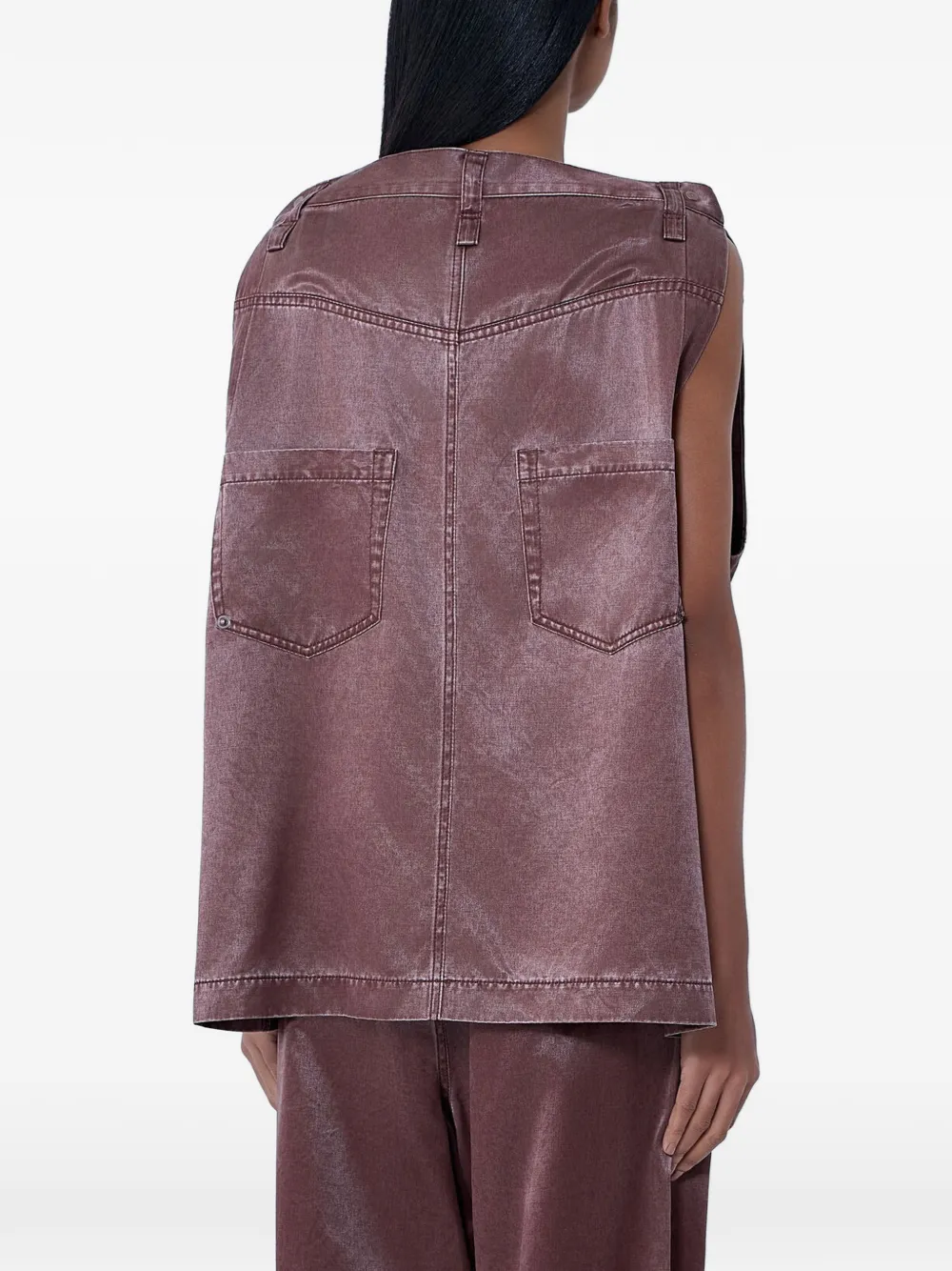  Issey Miyake Structured Sleeveless Top - Brown 