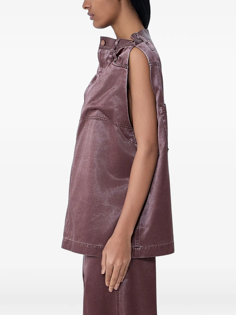  Issey Miyake Structured Sleeveless Top - Brown 