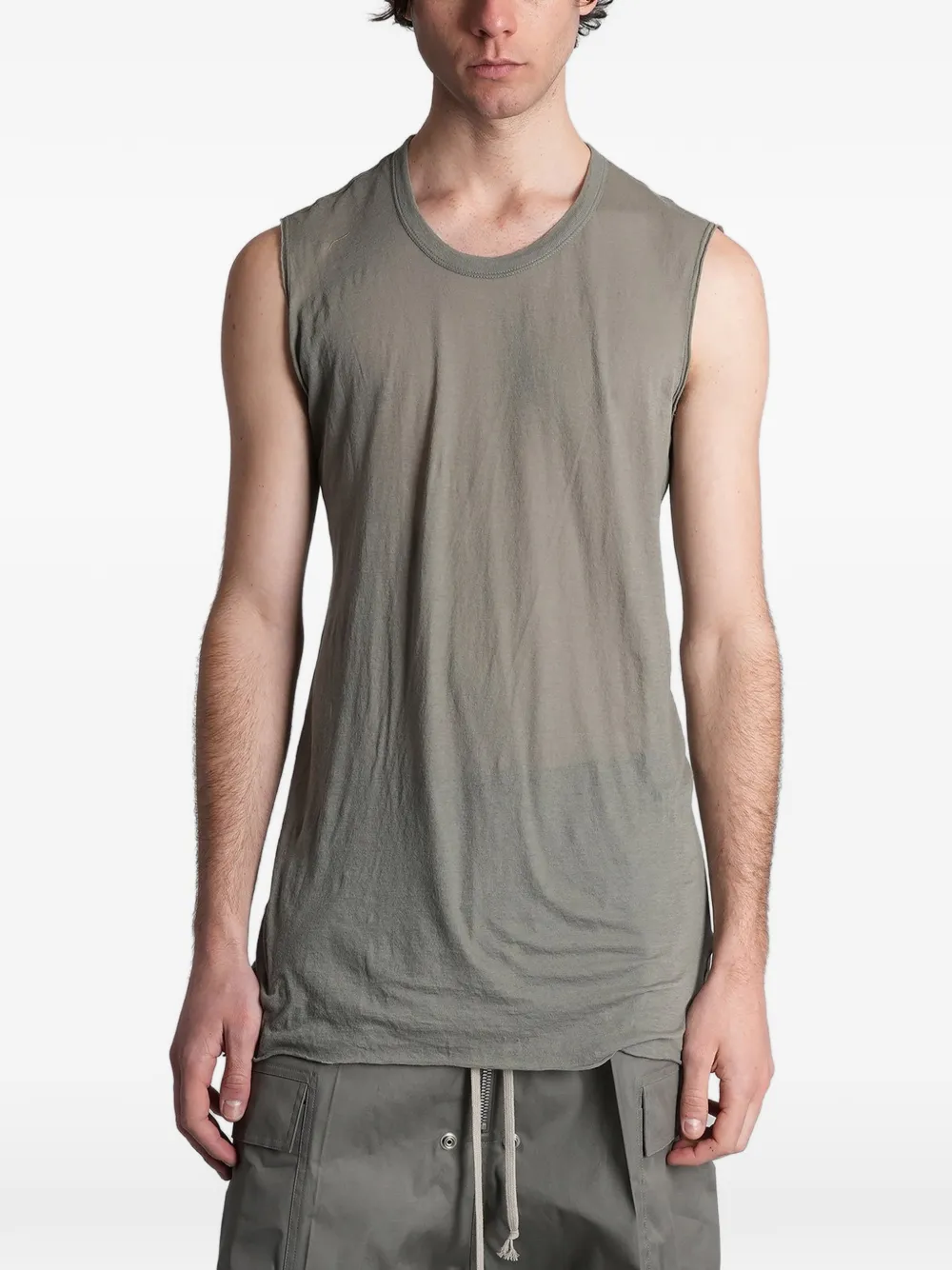 Rick Owens raw-edge ribbed-trim vest - Verde