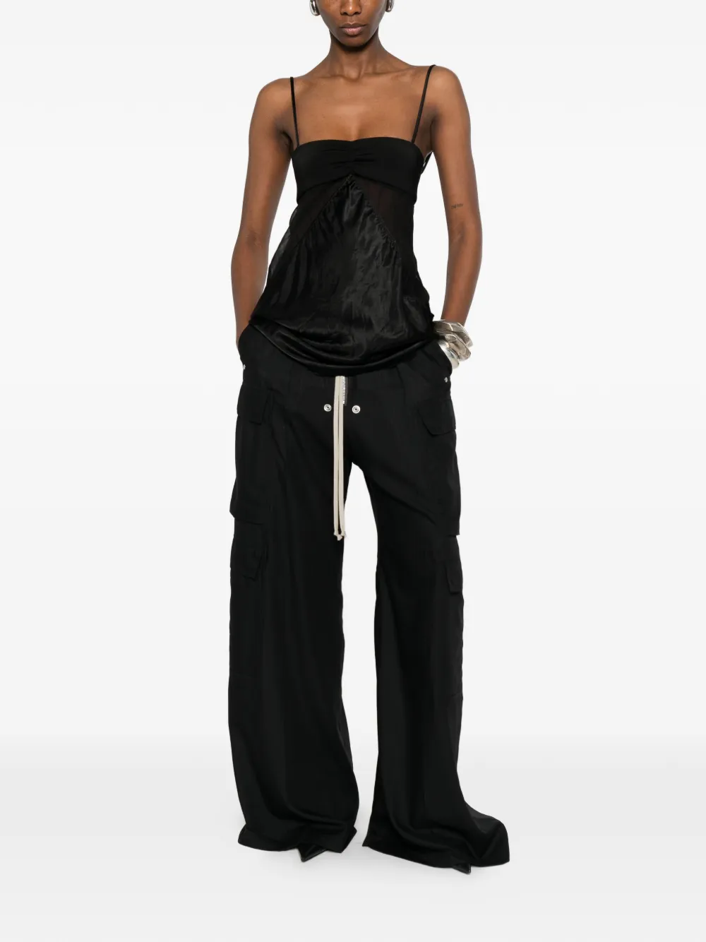 Rick Owens Ruched Strap Top - Black 