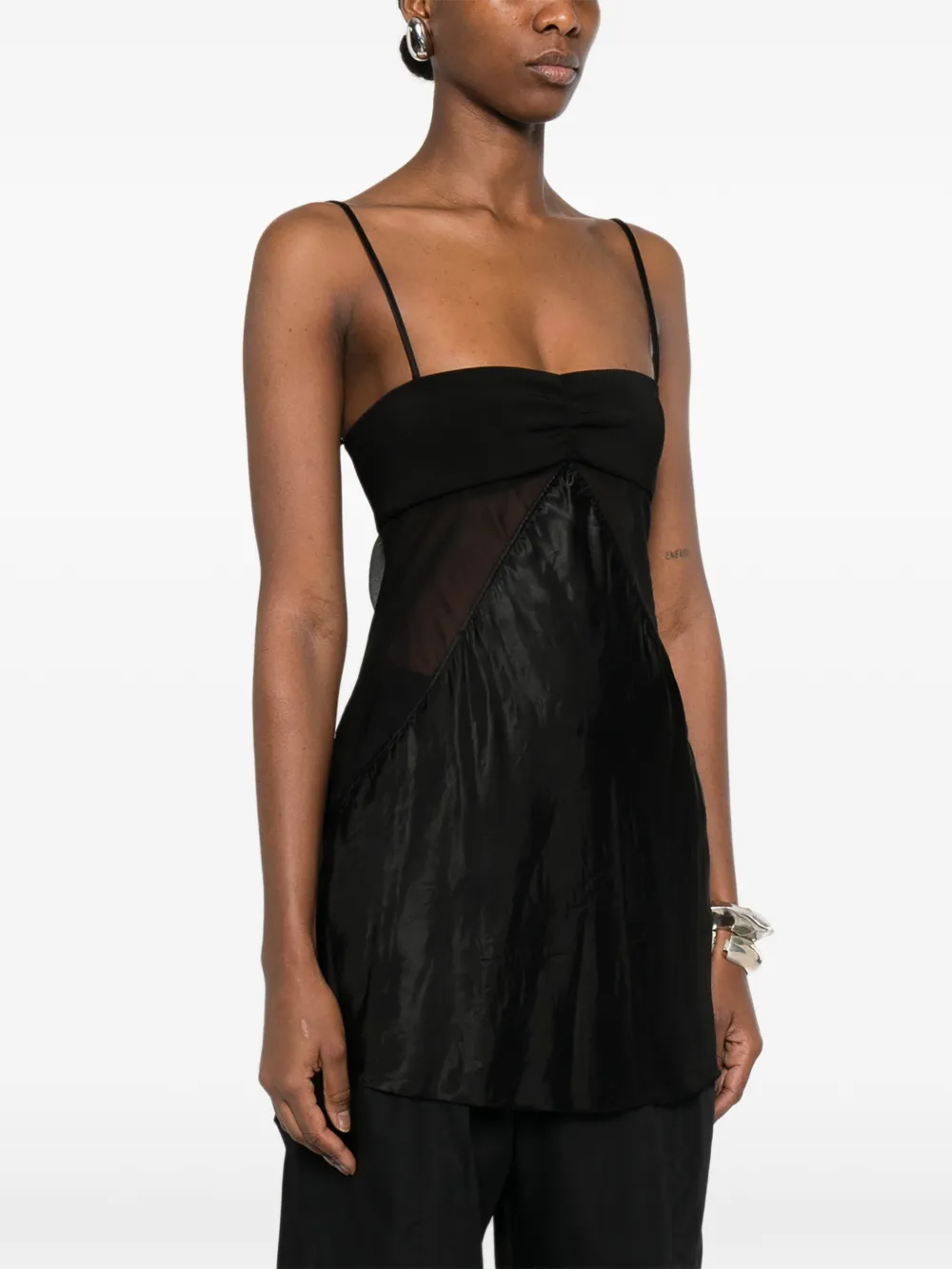  Rick Owens Ruched Strap Top - Black 