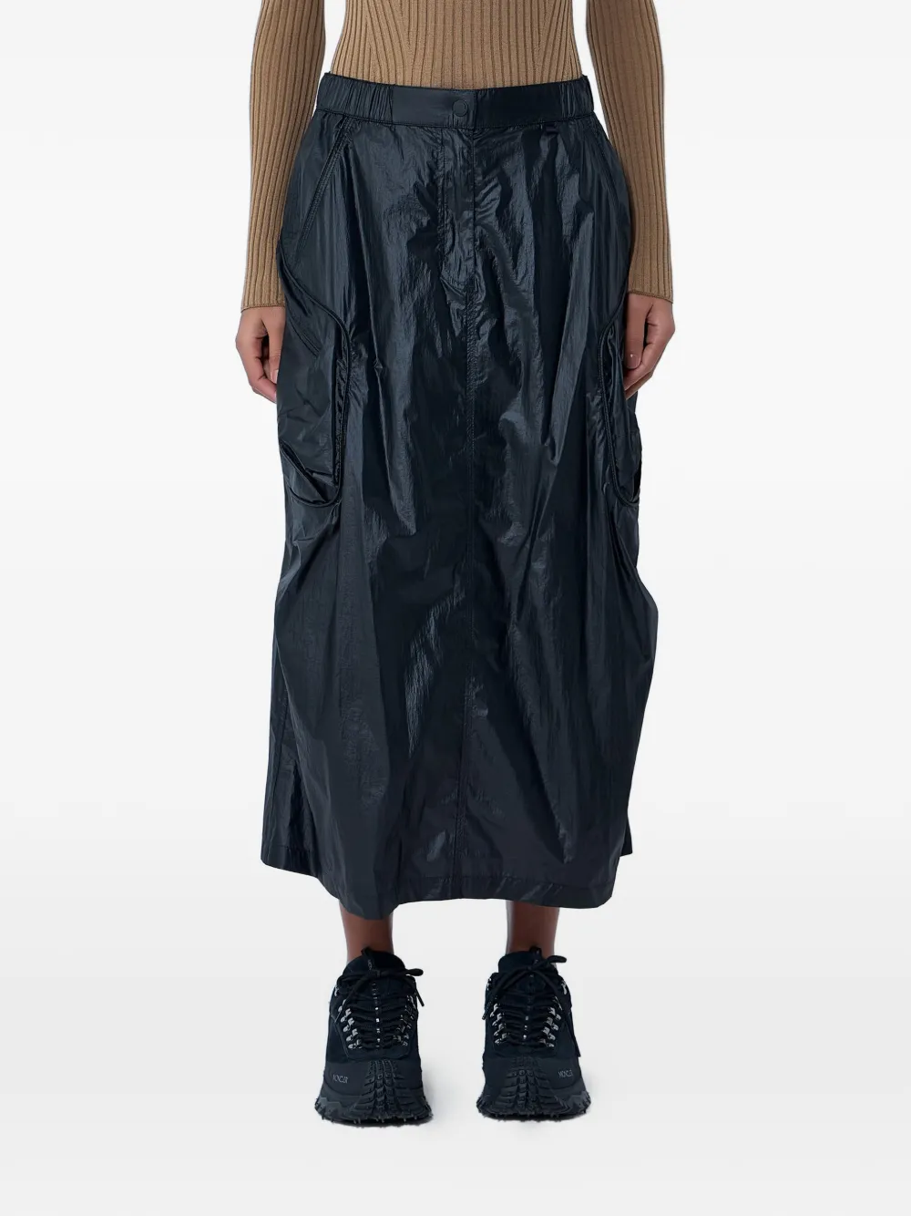 MONCLER Cargorock in Knitteroptik - Schwarz