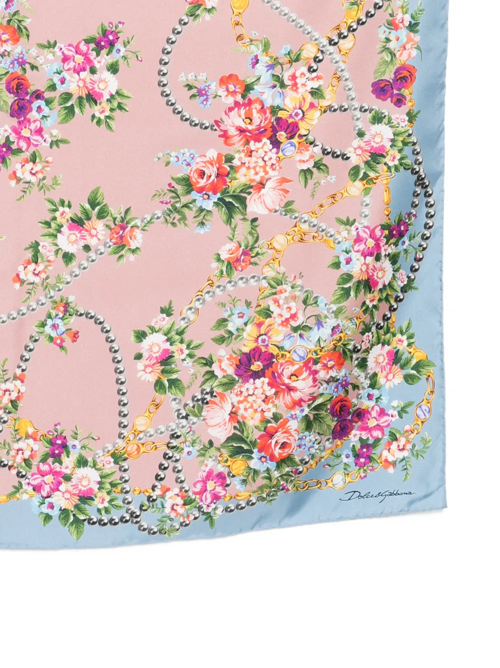 Dolce & Gabbana Kleien zijden twill sjaal met bloemenprint Beige
