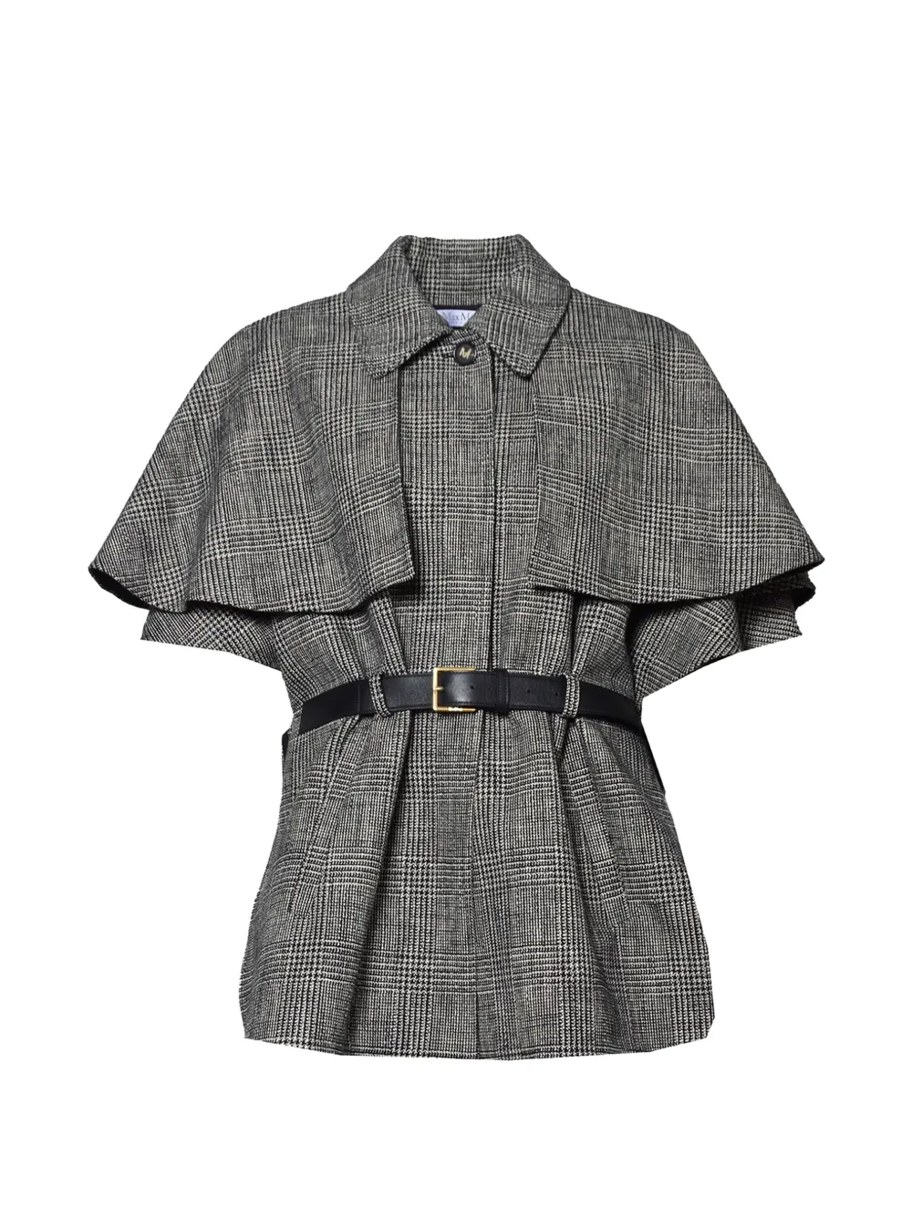Max Mara Pavetta Prince of Wales check belted cape - Grigio