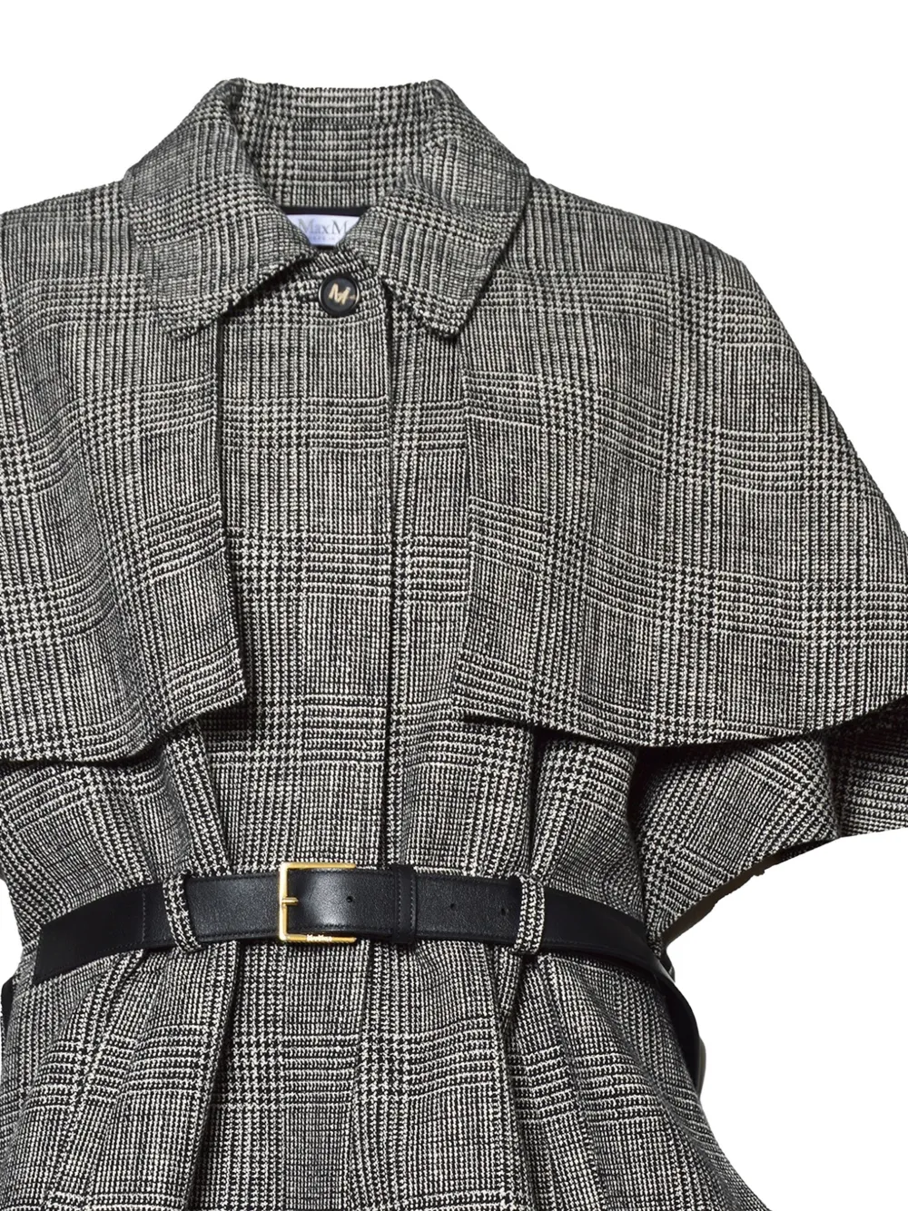 Max Mara Pavetta Prince of Wales geruite cape met ceintuur Grijs