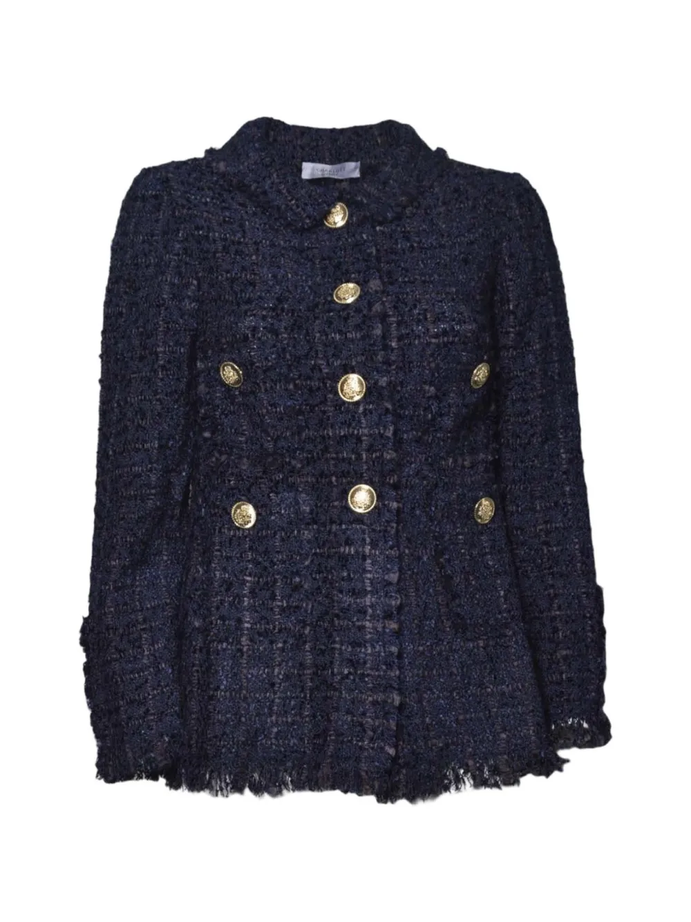 Charlott frayed button jacket - Blu