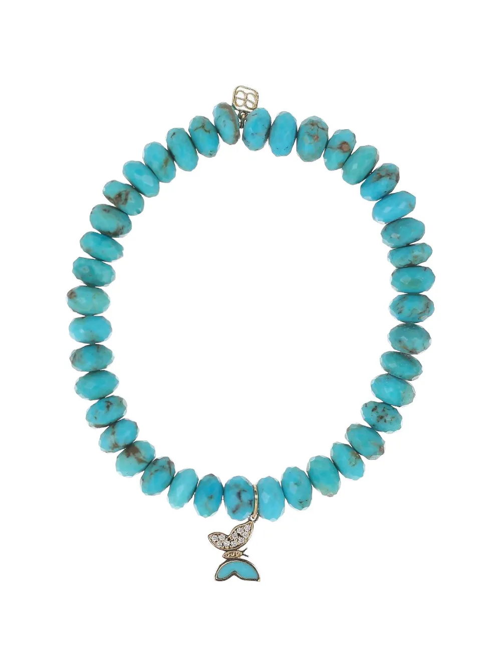Sydney Evan turquoise diamond butterfly-charm bracelet - Oro