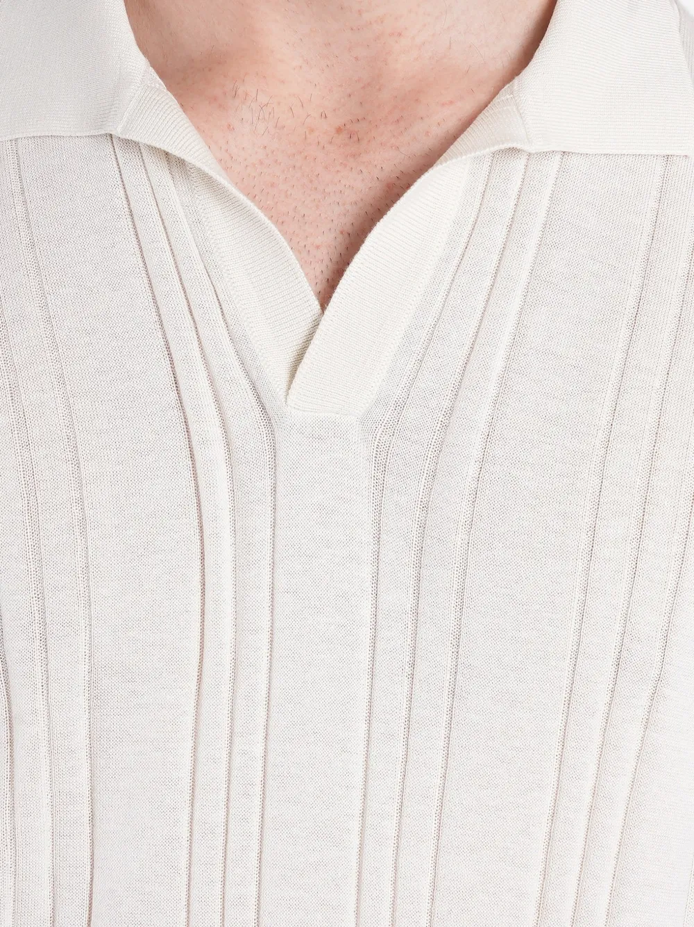 Tagliatore Ribgebreid poloshirt Beige