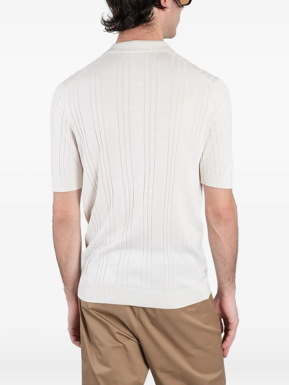 Tagliatore Ribgebreid poloshirt Beige