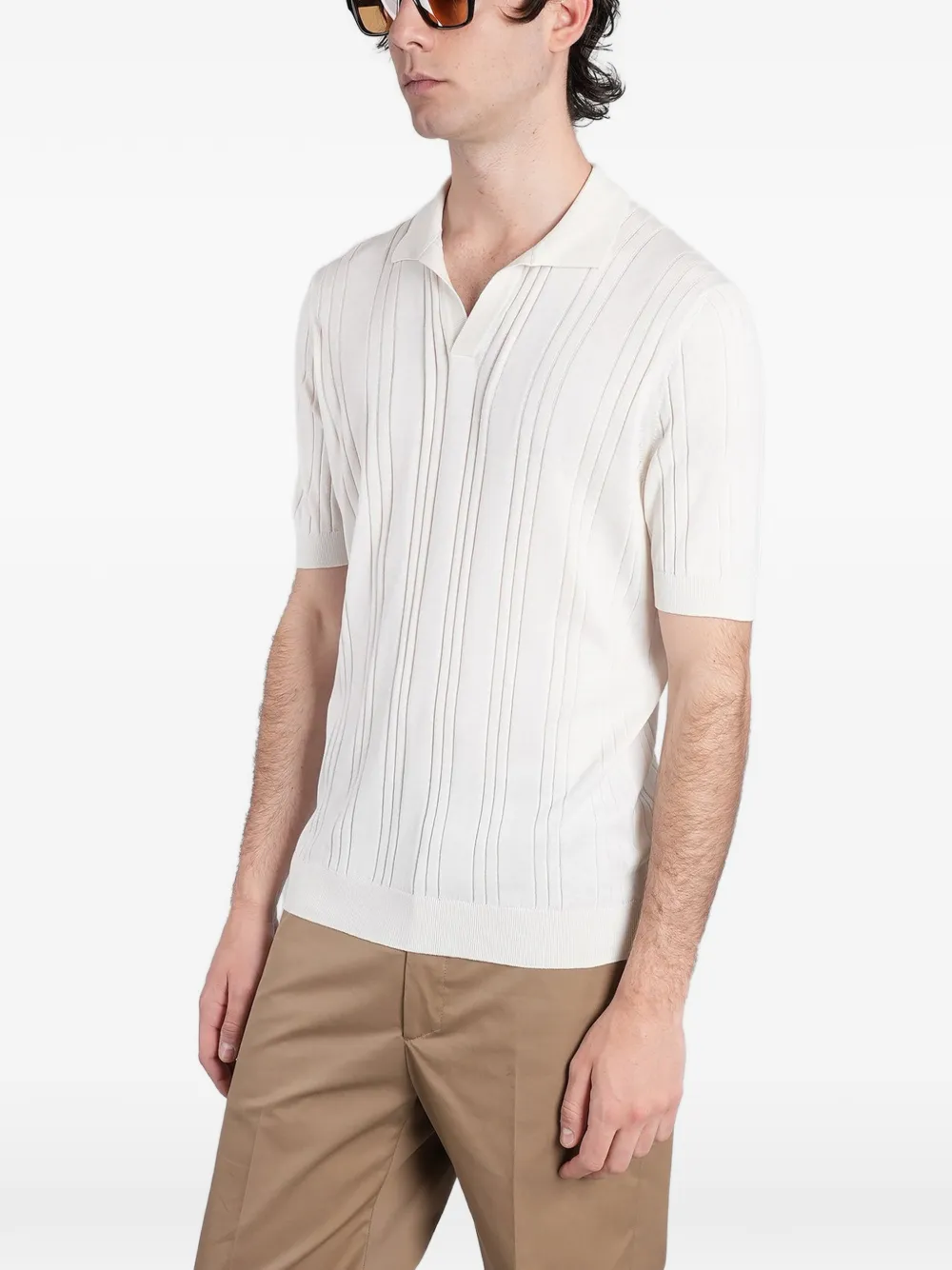 Tagliatore Ribgebreid poloshirt Beige