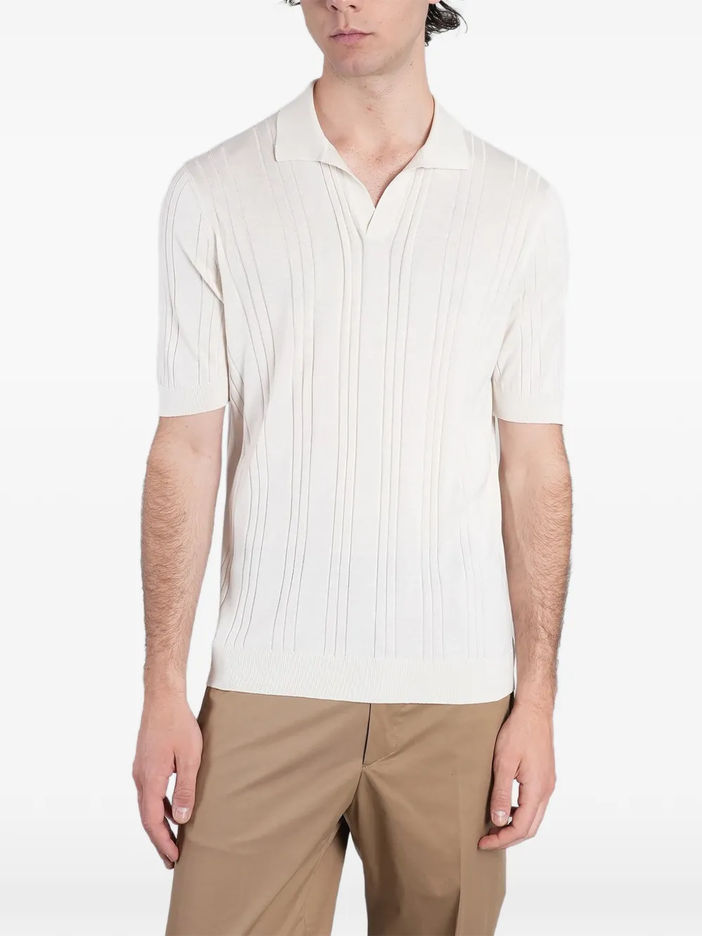 Tagliatore ribbed-knit short-sleeve polo shirt - Toni neutri
