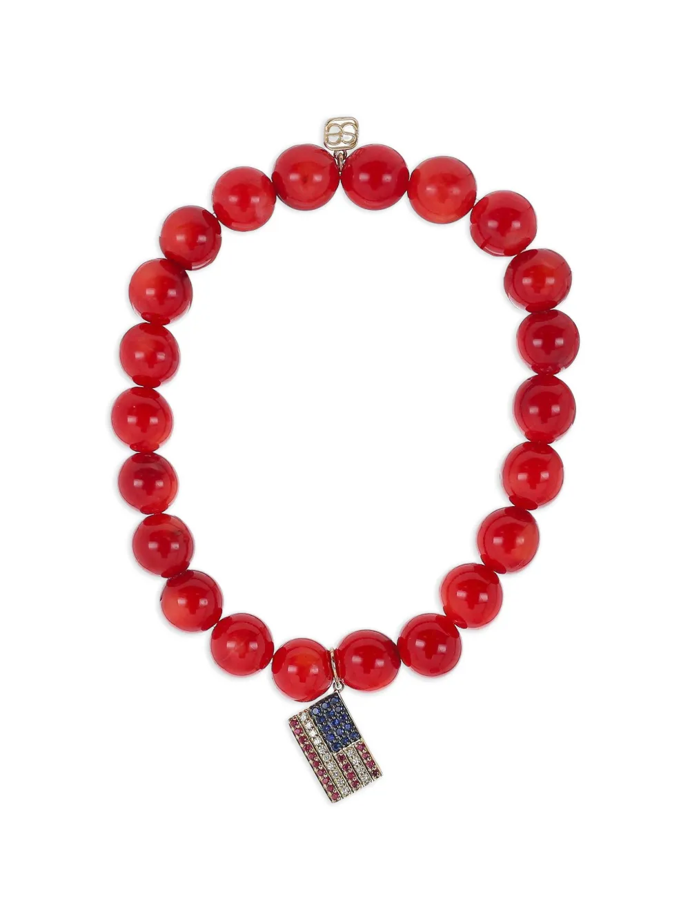 Sydney Evan bamboo american-flag charm bracelet - Oro