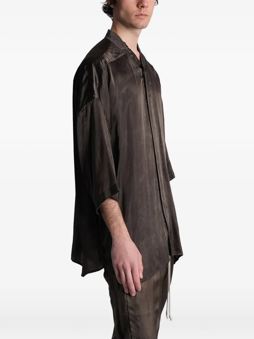 Rick Owens Jumbo Faun overhemd met wijde mouwen en mandarijnkraag Grijs