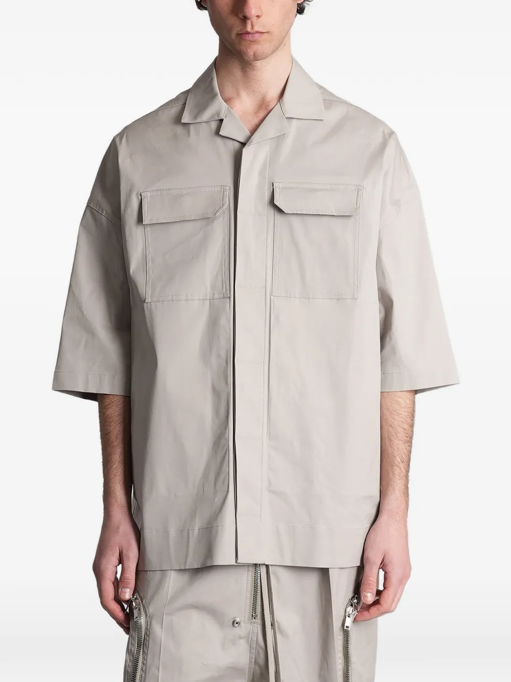 Rick Owens Magnum Tommy chest-pockets cotton shirt - Toni neutri